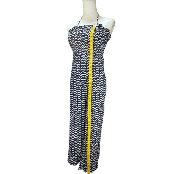 Maeve by Anthropologie Smocked Halter Jumpsuit Romper Size 4 Navy White - Picture 6 of 10